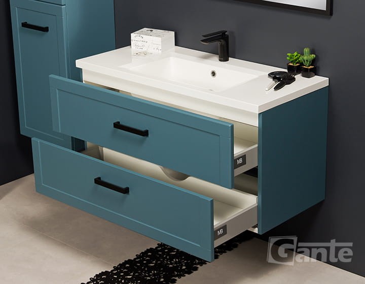 Niebieska szafka pod umywalkę 100 cm