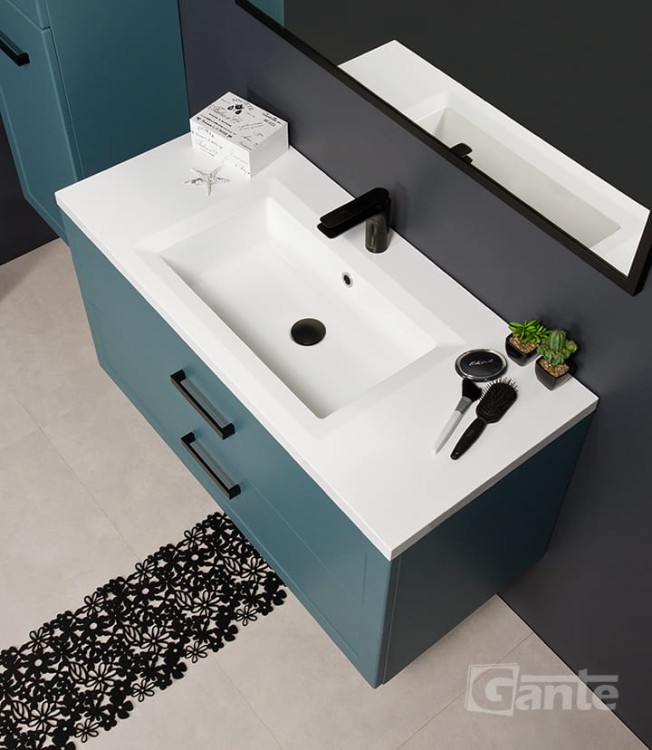 Niebieska szafka pod umywalkę 100 cm