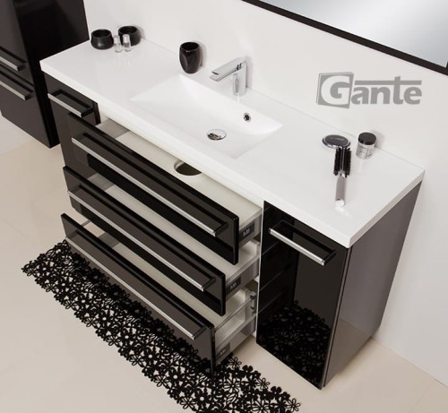 Szafka pod umywalkę 140 cm czarny połysk głębokości 39 cm