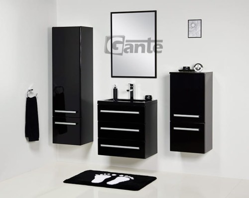 Czarna szafka pod umywalkę 80 cm 3 szuflady i czarna umywalka