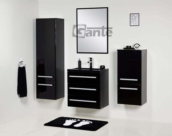 Czarna szafka pod umywalkę 80 cm 3 szuflady i czarna umywalka