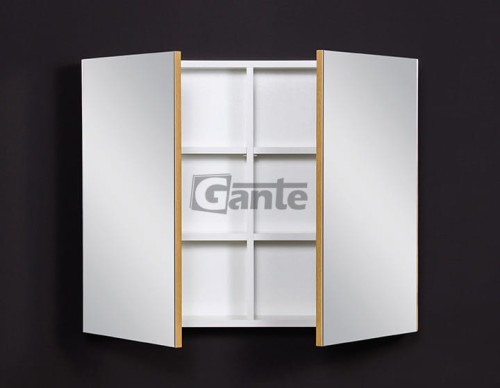 80 cm szafka z lustrzanym frontem boki w kolorze dąb naturalny