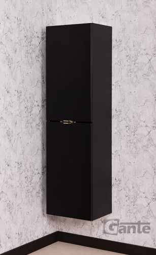 Czarny regał do łazienki Victa z koszem