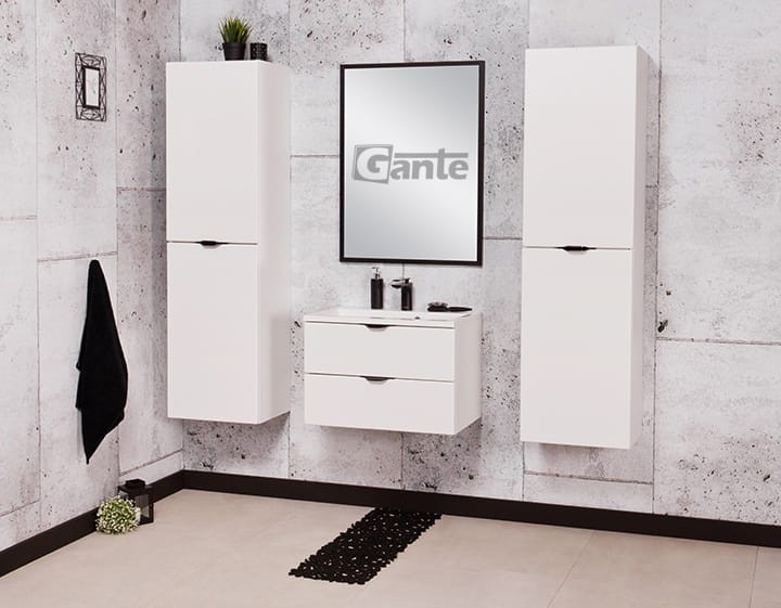 Szafka pod umywalkę Victa 60 cm 2 szuflady biały mat z czarnymi uchwytami