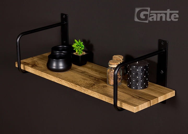 Półka na ścianę loft 60 cm ze wspornikiem Belt