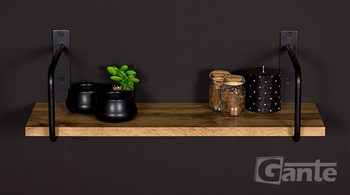 Półka na ścianę loft 60 cm ze wspornikiem Belt