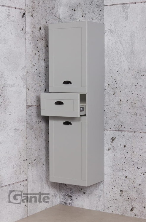 Szary wiszący regał łazienkowy Grend