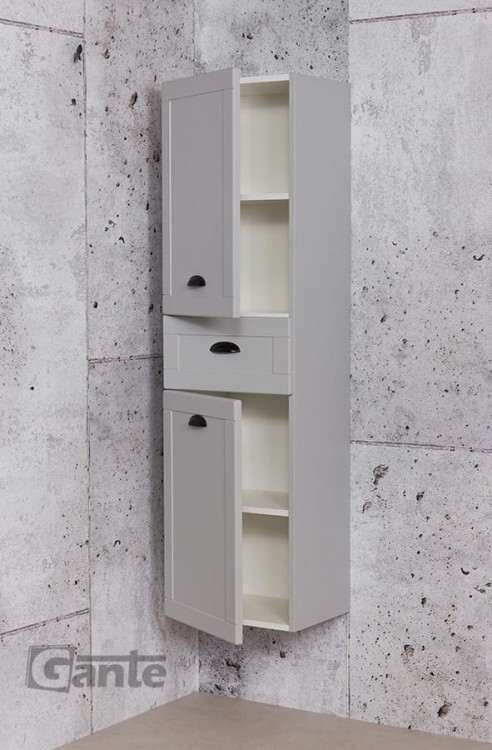 Szary wiszący regał łazienkowy Grend