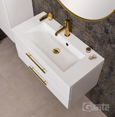 Szafka łazienkowa ze złotymi uchwytami 80 cm Belli Gold