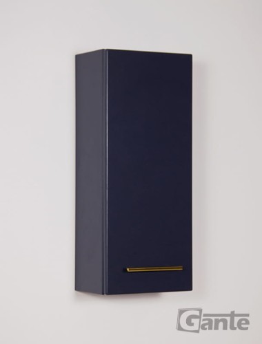 Mała wiszaca granatowa szafka do łazienki 30 cm złoty uchwyt