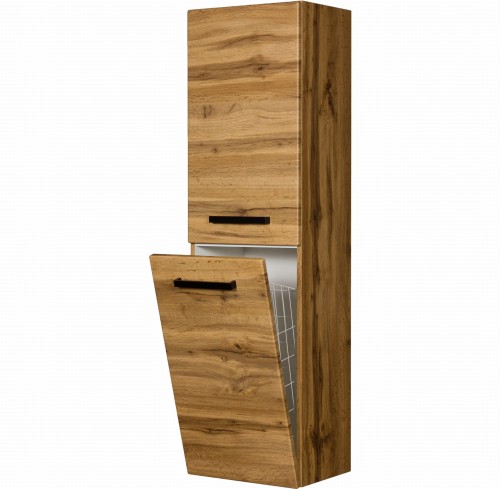 regał łazienkowy fokus loft z koszem na bieliznę dekor dąb naturalny