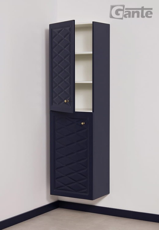 Granatowy regał do łazienki 2 drzwiowy z półkami (3).jpg