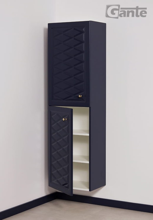 Granatowy regał do łazienki 2 drzwiowy z półkami (4).jpg