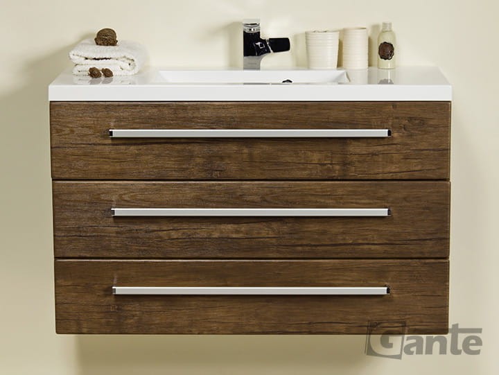 Szafka do łazienki 100 cm z 3 szufladami i umywalką dolomitową