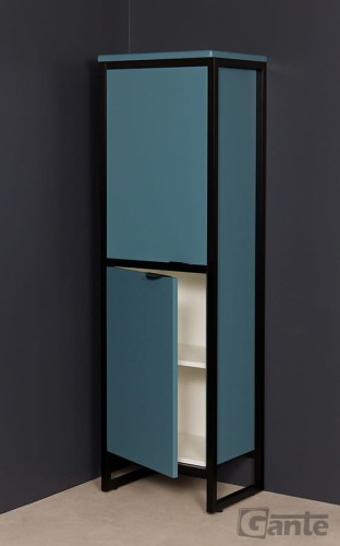 Stojący regał łazienkowy w kolorze niebieskim opcja 2 drzwiowa