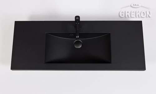 Umywalka dolomitowa czarny mat