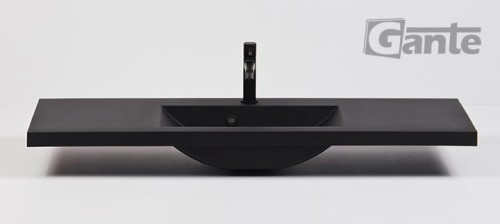 Czarna matowa umywalka szerokość 120 cm głębokość 39 cm