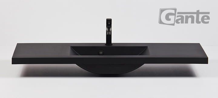 Czarna matowa umywalka szerokość 120 cm głębokość 39 cm