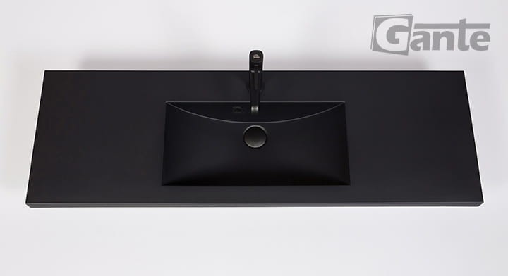 Czarna matowa umywalka szerokość 120 cm głębokość 39 cm