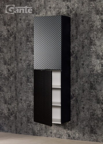 Wiszący regał do łazienki 2 drzwi regulowane półki kolor czarny