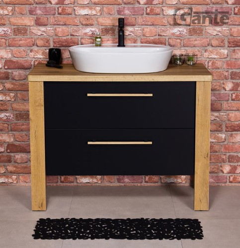 Stojąca szafka pod umywalkę nablatową 100 cm Kortez z blatem w dekorze dąb naturalny