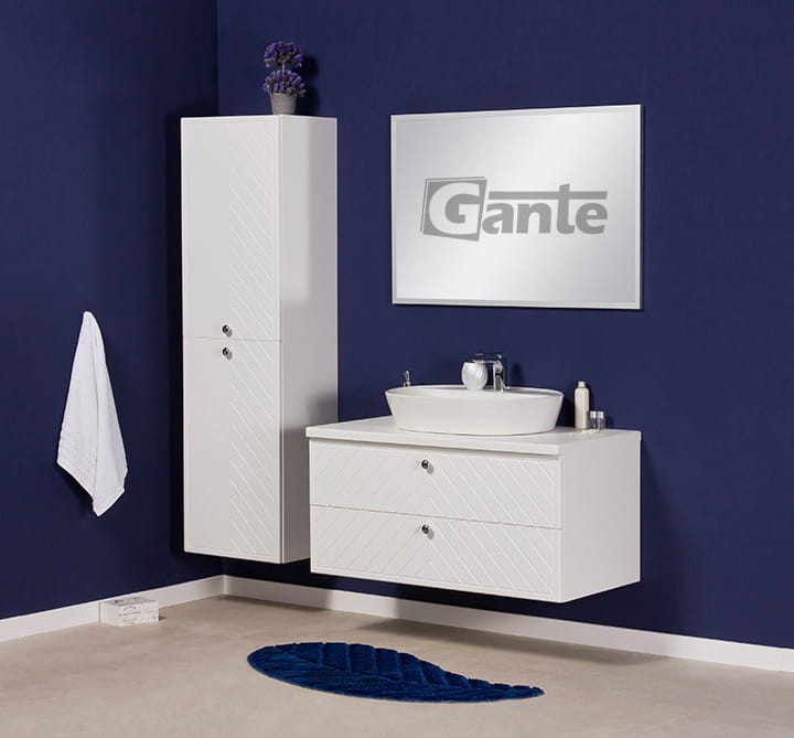 Szafka łazienkowa biały mat kolekcja mebli łazienkowych Kodi front w jodełkę 100 cm umywalka nablatowa