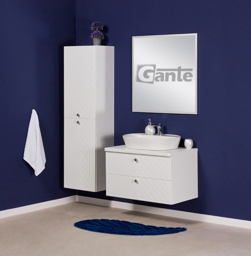 Szafka łazienkowa biały mat kolekcja mebli łazienkowych Kodi front w jodełkę 80 cm umywalka nablatowa