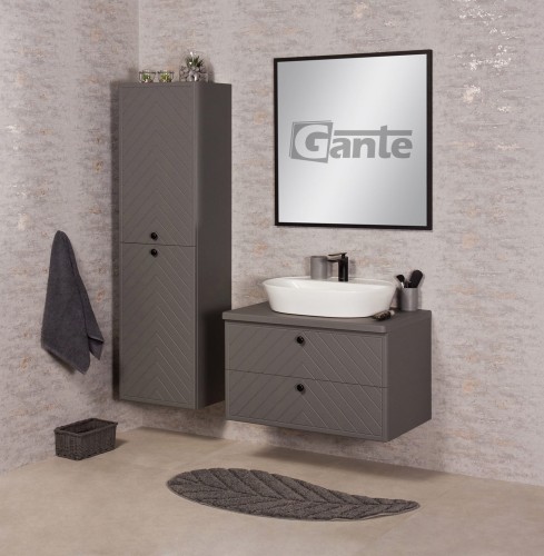 Szara szafka łazienkowa z blatem 80 cm kolekcja Kodi front w jodełkę do umywalki nablatowej (1).jpg