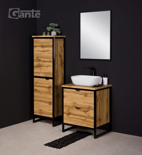 Szafka pod umywalkę w stylu loft z blatem 60 cm wersja stojąca kolekcja New York producent Gante