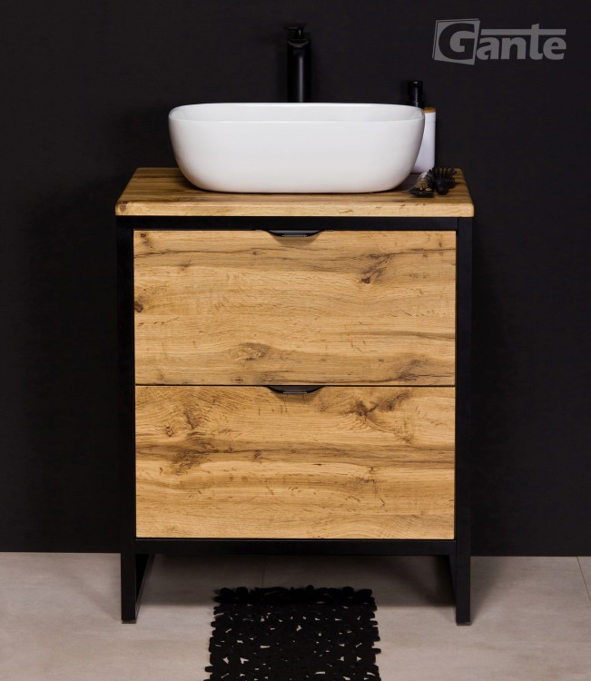 Szafka pod umywalkę w stylu loft z blatem 60 cm wersja stojąca kolekcja New York producent Gante