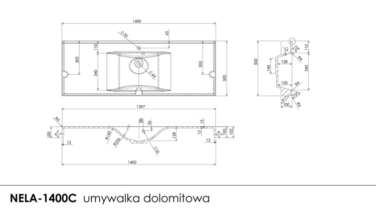 Umywalka Nela 140 cm
