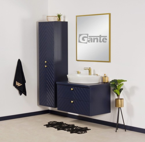 Granatowa szafka łazienkowa Kodi front w jodełkę 80 cm umywalka nablatowa (1).jpg