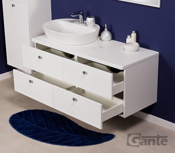 Szafka łazienkowa biały mat kolekcja mebli łazienkowych Kodi front w jodełkę 120 cm umywalka 4 szuflady i umywalka nablatowa (4).jpg