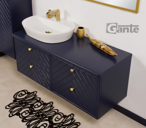 Granatowa szafka łazienkowa z blatem Kodi front w jodełkę szerokość 120 cm umywalka nablatowa (2).jpg