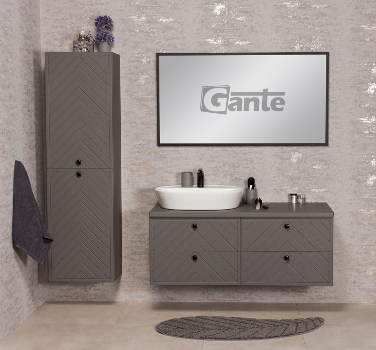 Szara szafka łazienkowa z blatem 120 cm kolekcja Kodi front w jodełkę do umywalki nablatowej (1).jpg