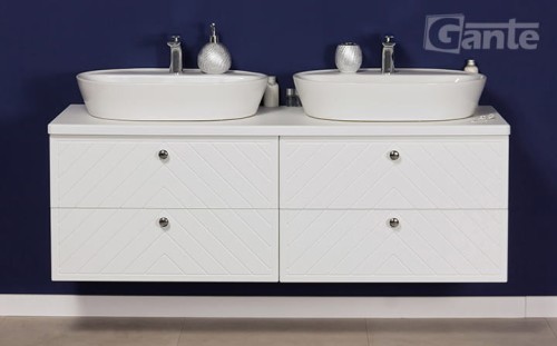 Szafka łazienkowa biały mat kolekcja mebli łazienkowych Kodi front w jodełkę 140 cm 4 szuflady i 2 umywalki nablatowe (2).jpg