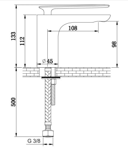 Srebrna bateria umywalkowa Kohlman wysokość wylewki 11 cm.JPG