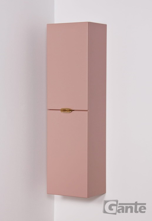 Regał łazienkowy wiszący kolekcja Magnolia wersja 2 drzwiowa kolor pudrowy róż