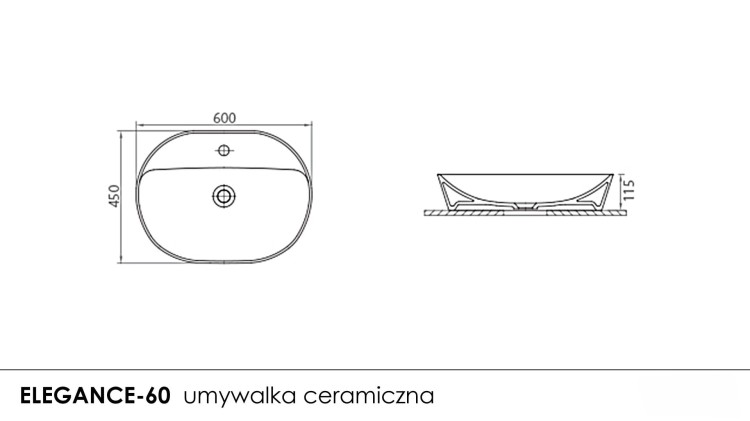 Ceramiczna umywalka na blat 60 cm z otworem pod baterię Elegance rusunek techniczny.jpg