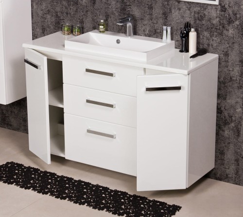 Szafka do łazienki z białym blatem 120 cm głębokość 39 cm umywalka nablatowa z niskim rantem Liv 600 (6).jpg