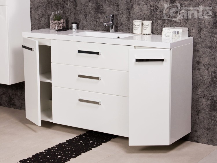 Szafka do dużej łazienki 140 cm szerokości z umywalką 3 szuflady i 2 szafki boczne kolor biały połysk srebrne uchwyty głebokośc szafki 50 cm (2).jpg