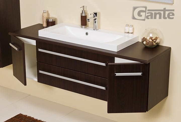 Szafka pod umywalkę z blatem i umywalką nablatową 140 cm wenge mat