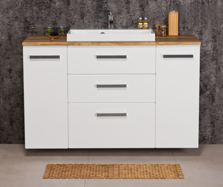 Szafka do łazienki z blatem w dekorze dąb naturalny 120 cm głębokość 39 cm umywalka nablatowa z niskim rantem Liv 600 (5).jpg