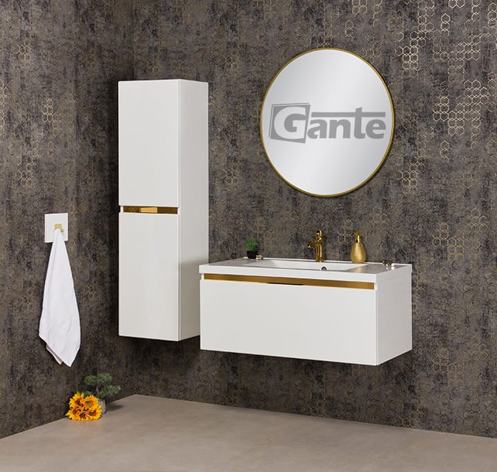 Biała szafka łazienkowa z umywalką o szerokości 100 cm 1 głęboka szuflada złote dodatki ukryty uchwyt (4).jpg