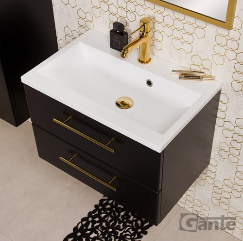 Podwieszana szafka do łazienki 60 cm czarny mat złote uchwyty kolekcja belli Gold sklep mantes