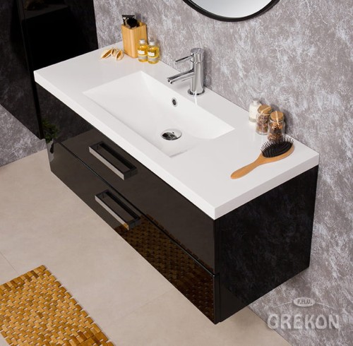 Szafka łazienkowa czarna 100 cm z umywalka 100 cm wisząca 2 szuflady kolekcji Fokus new (8).jpg
