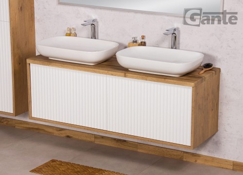 Szafka łazienkowa z blatem 140 cm na 2 umywalki biały mat i drewno dąb kolekcja Venus  (3).jpg