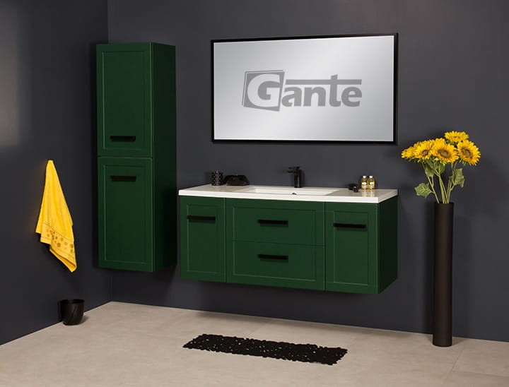 Szafka do łazienki butelkowa zieleń szerokośc 120 cm czarne matowe uchwyty (3).jpg