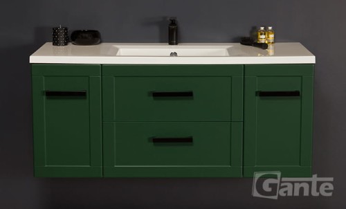 Szafka do łazienki butelkowa zieleń szerokośc 120 cm czarne matowe uchwyty (4).jpg