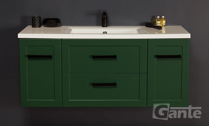 Szafka do łazienki butelkowa zieleń szerokośc 120 cm czarne matowe uchwyty (4).jpg